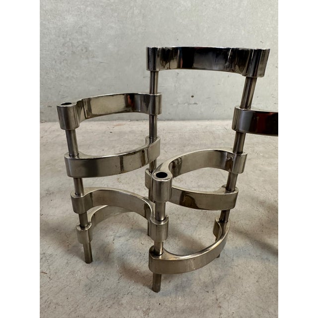 Silver Vintage Chrome Modular Candlesticks, Set of 15 For Sale - Image 8 of 9