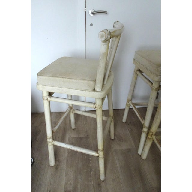 White Bamboo Bar Stools from McGuire, 1970s, Set of 4 For Sale - Image 9 of 18