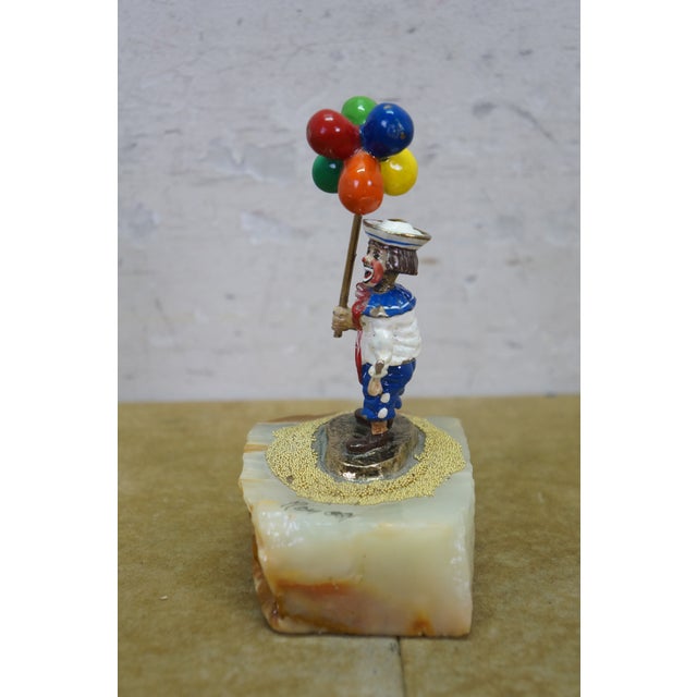1984 Ron Lee Signed 24k Gold Balloon Sailor Clown Sculpture Onyx 4" For Sale - Image 6 of 14