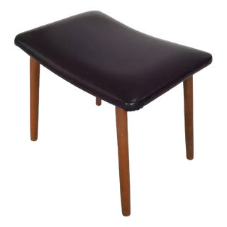 Vintage Danish Faux Leather Footstool, 1960s For Sale