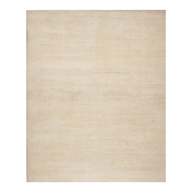 Rug & Kilim’s Modern Textural Oversized Rug With Striae of Beige - 13'x16' For Sale