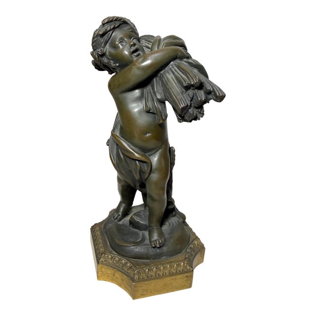 Antique 1800s Claude Michel Clodion Putti Cherub Bronze Statue Realism Sculpture For Sale