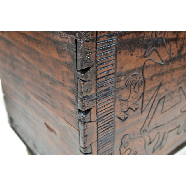 Brown Spanish Colonial Wood Carved Chest For Sale - Image 8 of 10