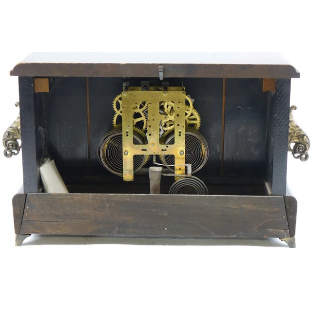 Early 20th Century Early 20th Century Mantel Clock Ingraham with Marble & Bronze For Sale - Image 5 of 8