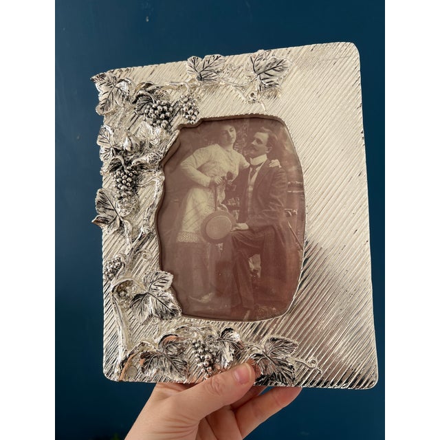 Italian Sterling Silver Grape Vine Picture Frame, 925 Photo Frame For Sale - Image 11 of 18