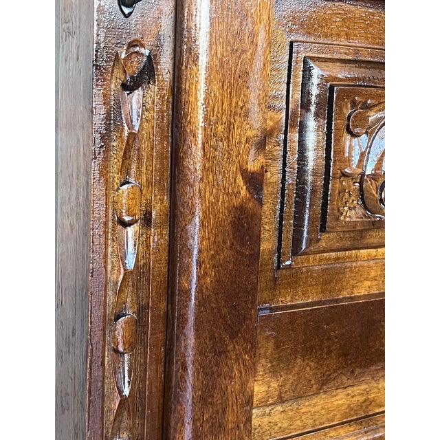 19th Century Narrow Catalan Spanish Baroque Carved Walnut Credenza or Buffet For Sale - Image 10 of 12