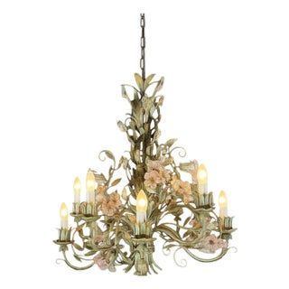 Murano Glass Flowers Chandelier, 1990 For Sale