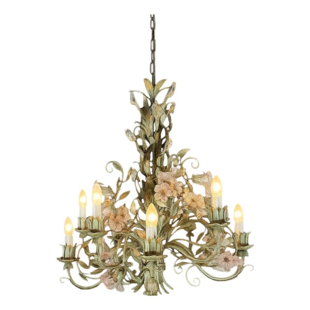 Murano Glass Flowers Chandelier, 1990 For Sale