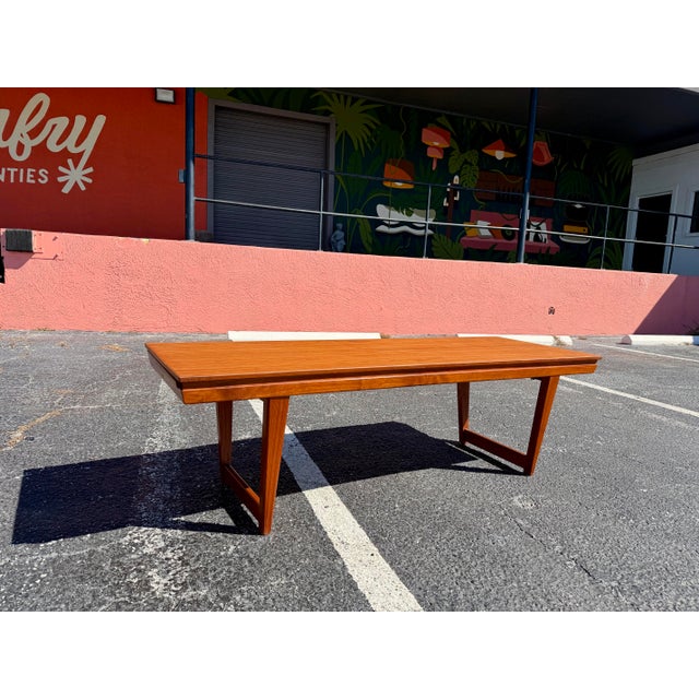 Mid Century Modern large Danish Teak bench with pull out drinks tray c.1960’s. Substantial size, sturdy and attractive on...