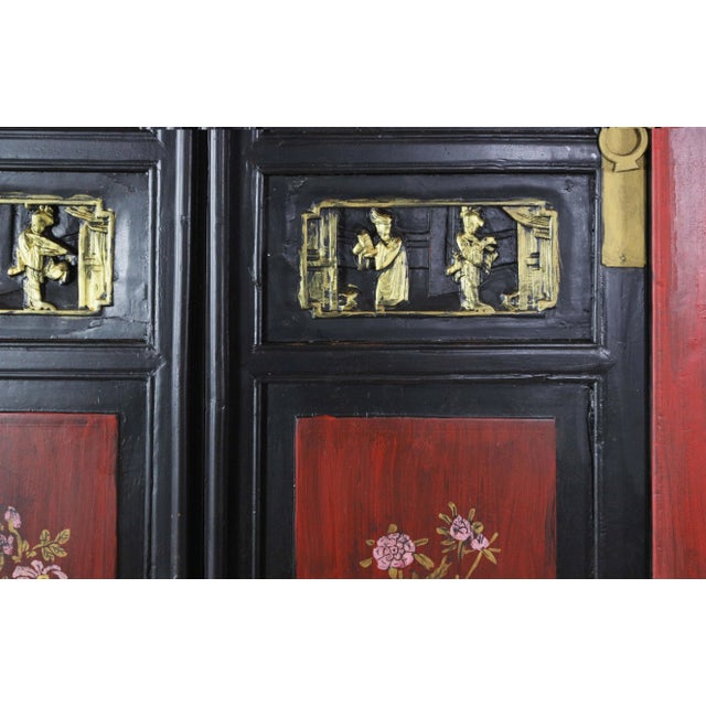 Wood Painted and Carved Antique Style Chinese Cabinets For Sale - Image 7 of 11