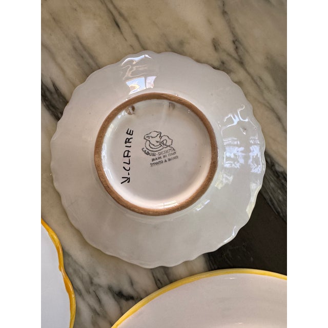 Yellow Italian Grotesque & Floral Motif Vintage Plate Collection - Set of 6 For Sale - Image 8 of 11