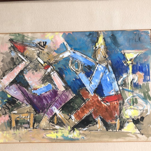 Original painting 9.5 x 13.5 painting on paper signed in distinctly upper right overall size with vintage original frame &...