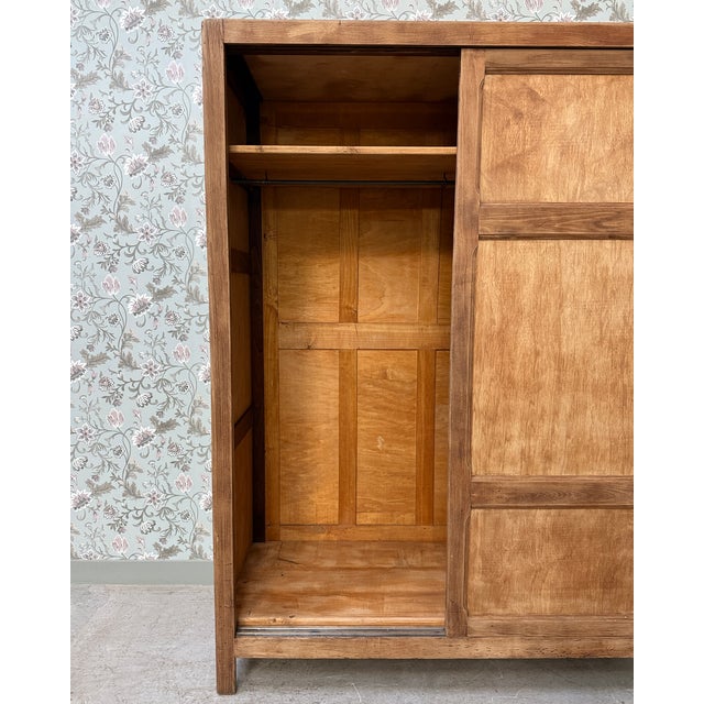 Parisian Wardrobe with Sliding Doors and Hanging Rail, 1950s For Sale - Image 14 of 16
