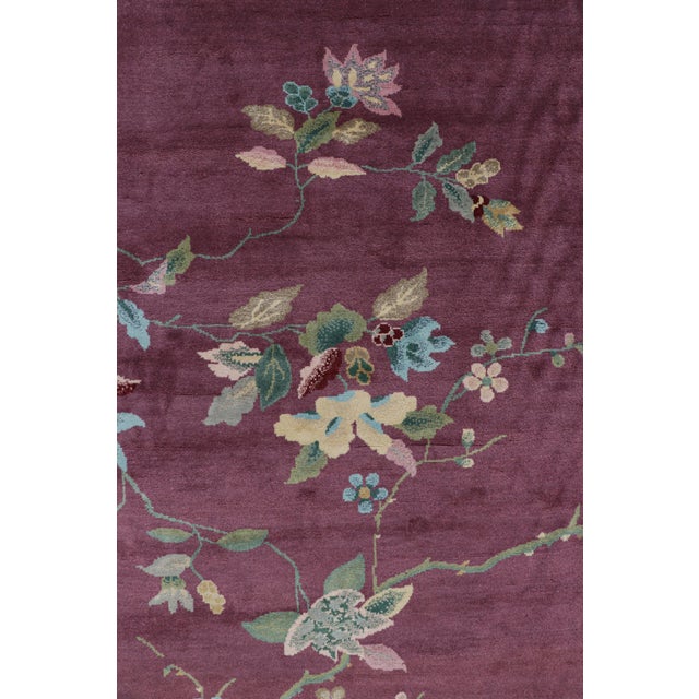 Rug & Kilim’s Chinese Art Deco Style Rug in Purple With Colorful Floral Patterns For Sale In New York - Image 6 of 8