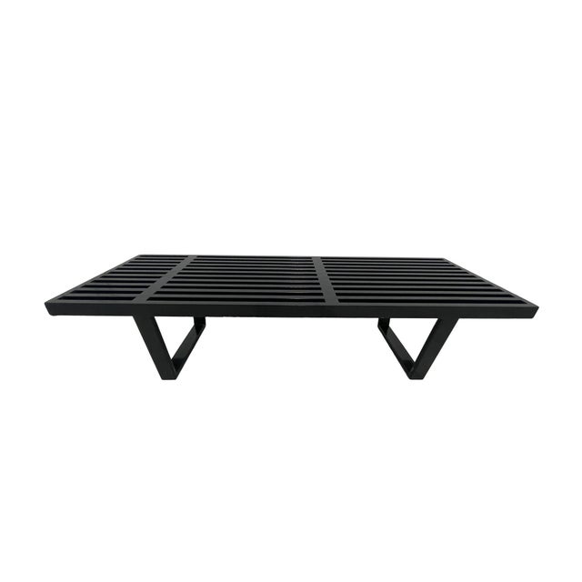 George Nelson for Herman Miller Black Lacquer Cabinet on Slatted Bench Base, 1950s For Sale - Image 16 of 18