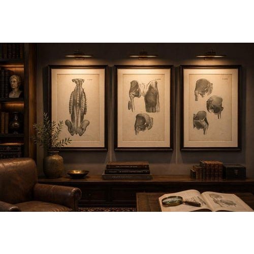 Gold Jules Cloquet, French Anatomical Lithographs of the Spine and Pelvis, 1821, Lithograph, Set of 3 For Sale - Image 8 of 10
