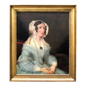 19th C. Portrait Oil Painting of a Woman Lady Antique Victorian