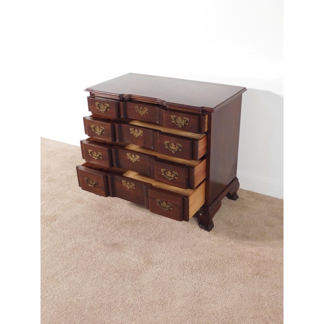 Ethan Allen Dark Cherry Goddard Style Chippendale Dresser Chest Nightstand For Sale - Image 14 of 15