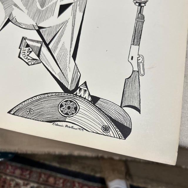 1970s Pair of Brazilian Style Prints of Soldier Figures, Signed For Sale - Image 5 of 9