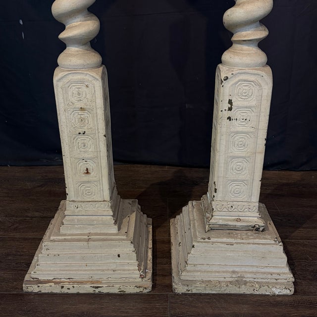 Mid 19th Century Monumental 19th Century French Wood Church Altar Candlesticks For Sale - Image 5 of 12