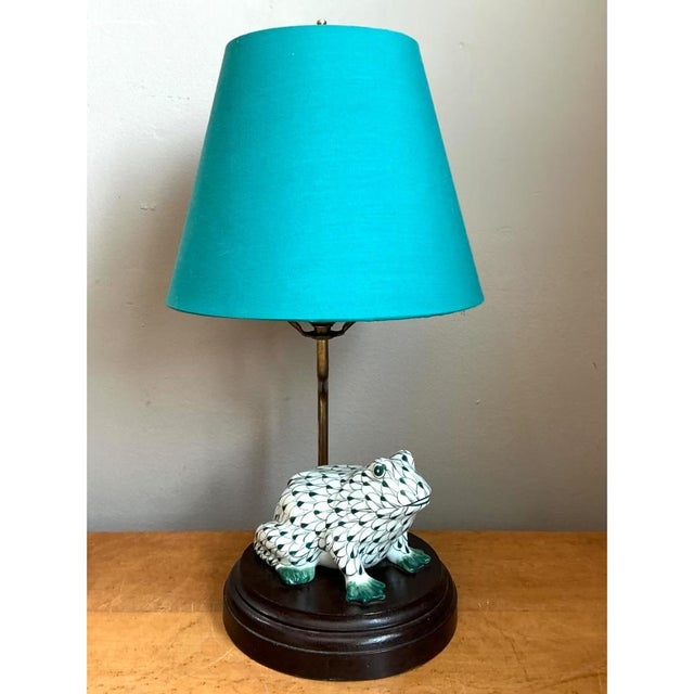 Wood Vintage Ceramic Frog Table Lamp For Sale - Image 7 of 12