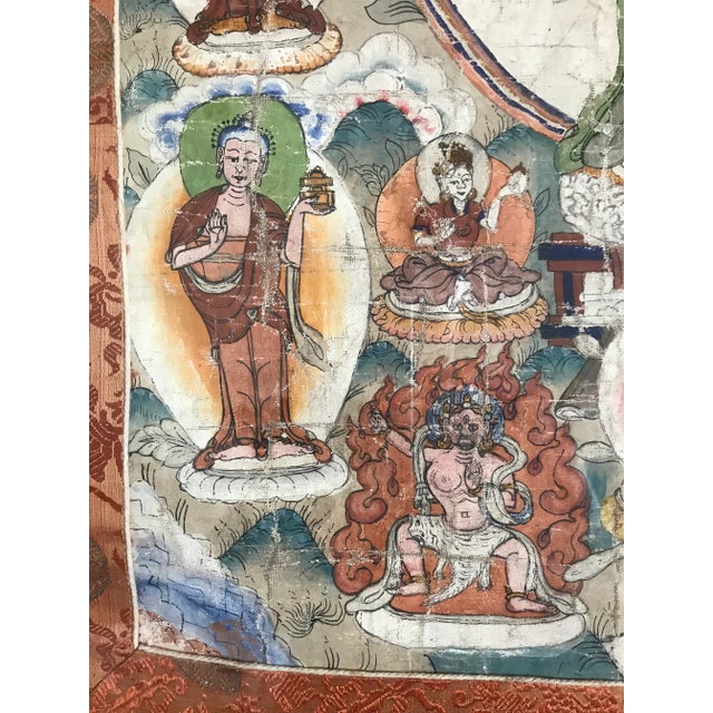 Early 19th Century Boho Antique Tibetan Thanghka Avalokiteshwara For Sale - Image 5 of 7