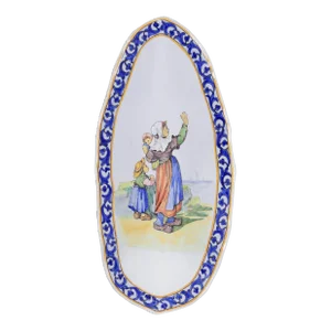 19th Century French Porquier Beau Quimper Faience Dish