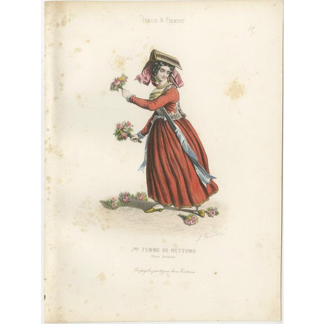 Mid 19th Century Italian Women Folk Costume Engravings, 1850, Engraving For Sale - Image 5 of 12