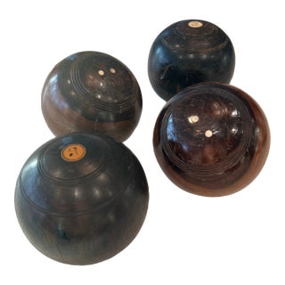 Lignum Vitae Lawn Balls With Etched Inlaid Detail, Late 19th Century- Set of 4 For Sale