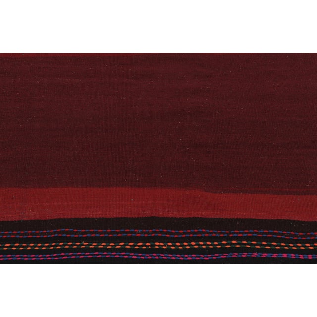 1950s Vintage Sofreh Persian Kilim, Square Rug in Deep Red Open Field - Rug & Kilim For Sale - Image 5 of 8