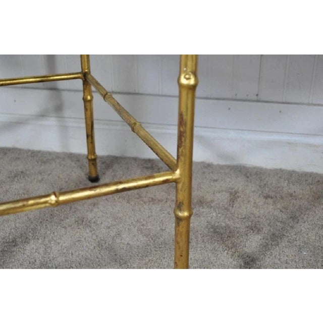 Vintage Italian Hollywood Regency Faux Bamboo Gold Mirror Low Side Tables - Pair For Sale - Image 9 of 10