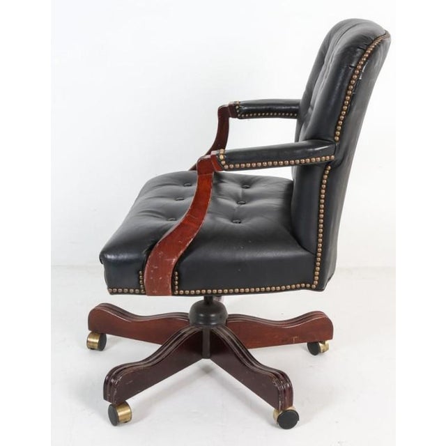 Colony Late 20th Century Tufted Leather Executive Office Chair Traditional Chesterfield Style For Sale - Image 4 of 11