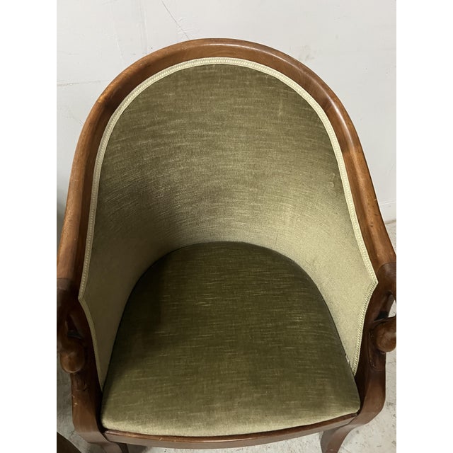 Green Gondola-Style Armchairs with Swan Necks, Set of 2 For Sale - Image 8 of 12
