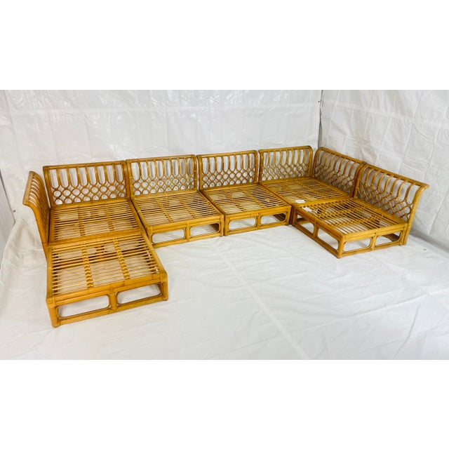 Cream Vintage 6-Piece Bamboo Modular Sofa, Cream Upholstery, 1970s For Sale - Image 8 of 18