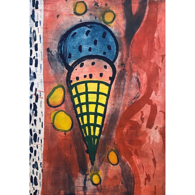 Gary Goldstein, Pop Art Large Signed Aquatint Ice Cream Cone Etching - Sugar Lift & Spit Bite For Sale