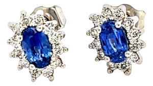 Natural Sapphire Diamond Stud Earrings 14k Gold 0.90 TCW Certified