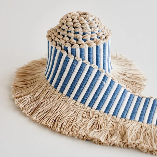 Schumacher Sample - Schumacher Graphic Fringe in Blue For Sale - Image 4 of 5