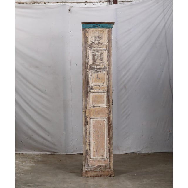 Indian Armoire Constructed From an Antique Indian Painted Teakwood Door and Elements For Sale - Image 3 of 7
