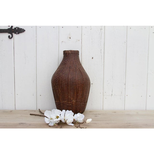Asian Early 20th Century Rattan Nepalese Bottle For Sale - Image 3 of 8