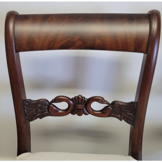 Early 19th Century Pair of English Regency Mahogany Swan Back Side Chairs, Circa 1820 For Sale - Image 5 of 9