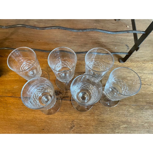 Antique French Hand-Cut Wine Glasses, 1800s, Set of 6 For Sale - Image 3 of 10