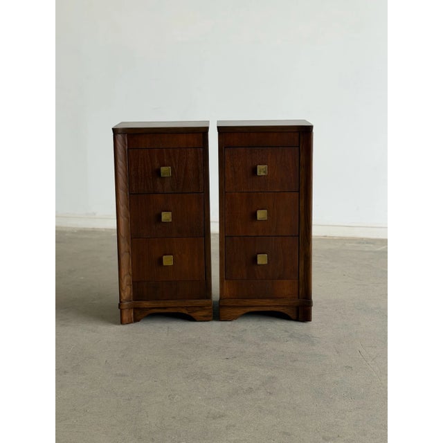 1960s Pair of Art Deco 3-Tier Drawer Nightstands, A Pair For Sale In Los Angeles - Image 6 of 18