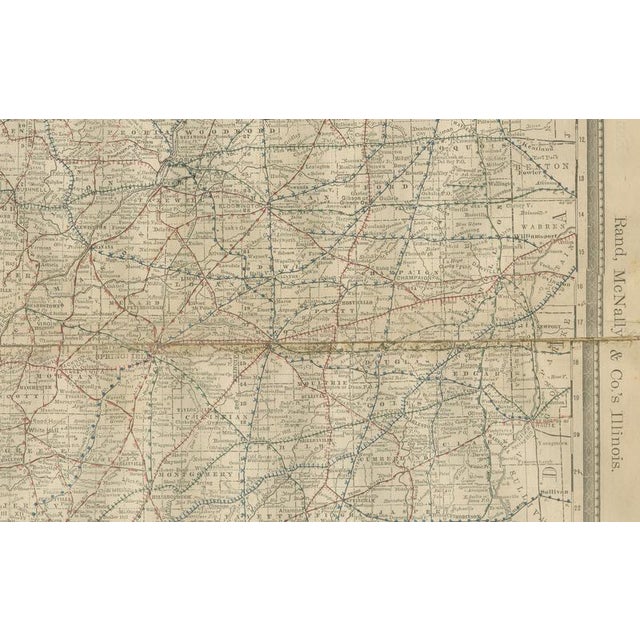 Paper Antique Map of Illinois Railroads and Cities and Counties, 1888 For Sale - Image 7 of 10