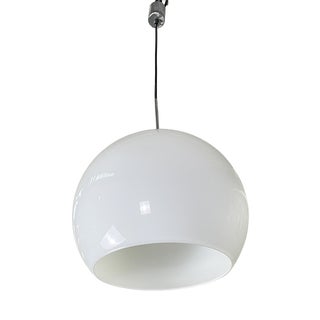 Mid-Century Modern Italian Round Opaline Glass Chandelier, 1960s For Sale