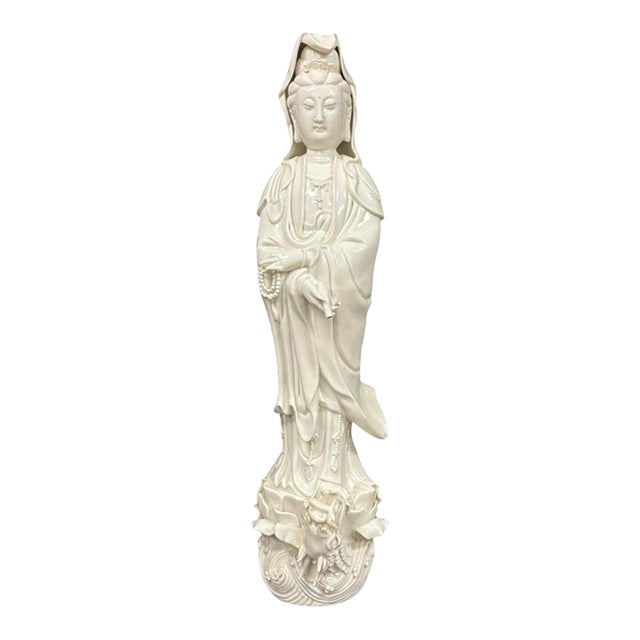 Chinese Blanc-De-Chine Porcelain Figure of Guanyin For Sale