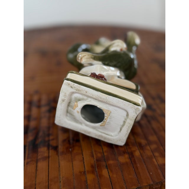 Ceramic Vintage Ceramic Monkey Holding Mirror Figurine For Sale - Image 7 of 7