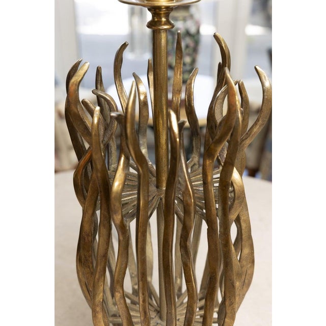 Mid 20th Century Organic Modern Brass Sculptural Table Lamp For Sale - Image 4 of 7