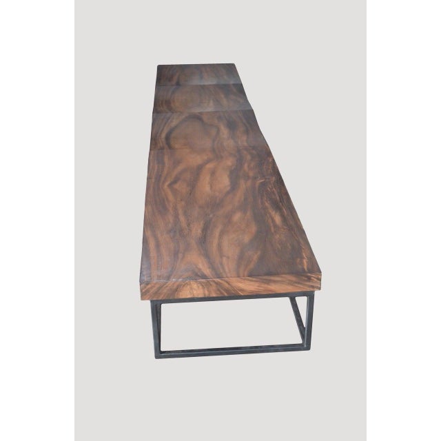 Wood Andrianna Shamaris Single Slab Suar Wood Long Wave Bench For Sale - Image 7 of 18