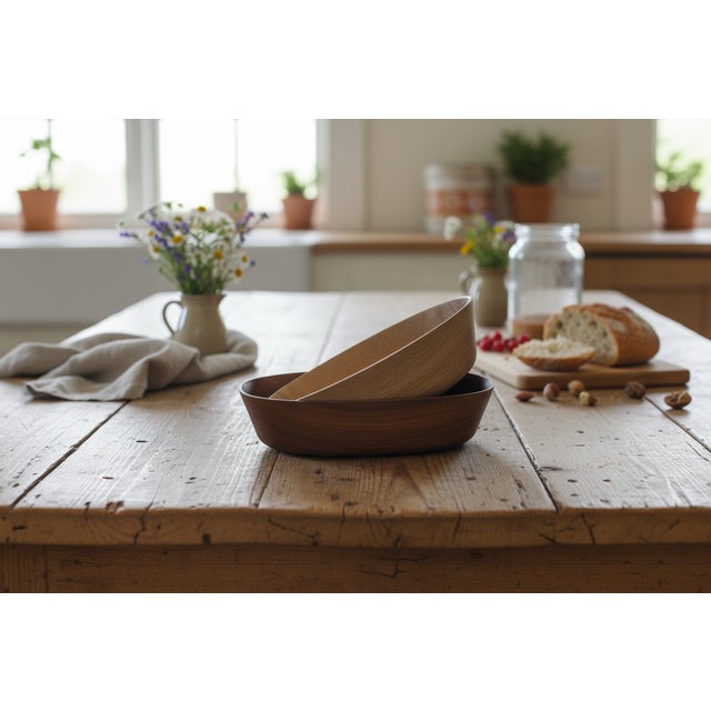 Carved Acacia Bowl, 1990s For Sale - Image 9 of 9