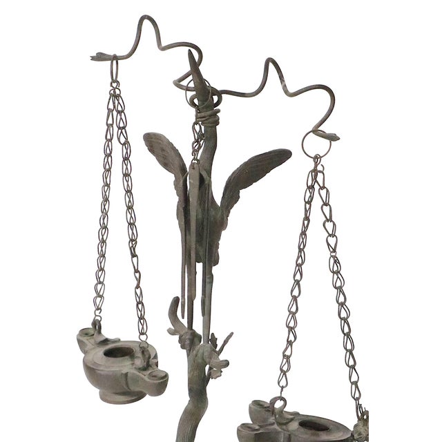 19th Century 19th C. Grand Tour Candlesticks Bronze Heron Oil Lamps Made in Italy For Sale - Image 5 of 18